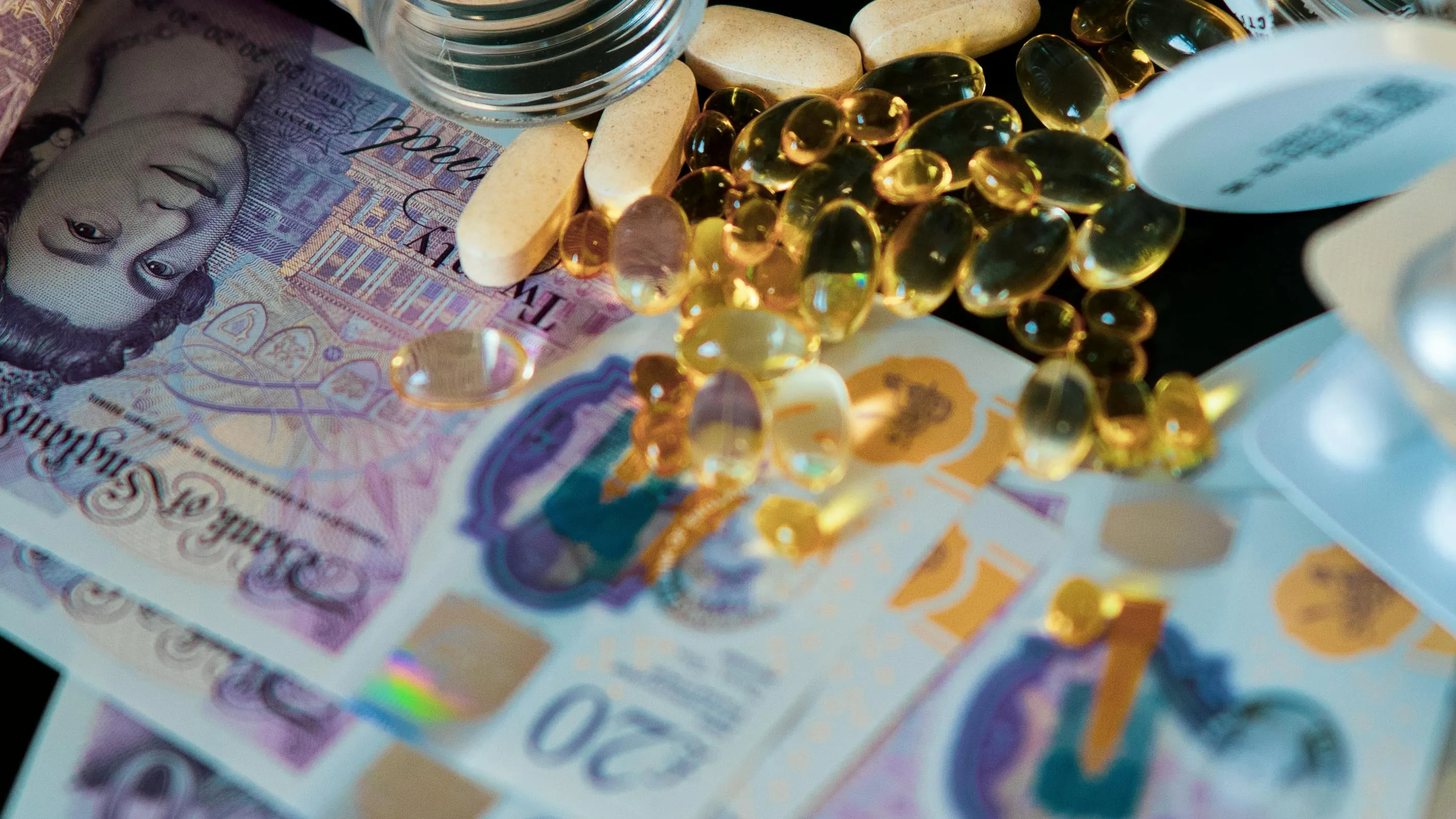 Money with Medicine on top